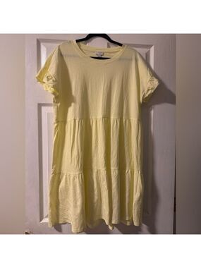 J. Crew Women’s Yellow Tiered Dress in 100% Cotton Re-Imagined Size Large